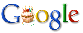 Google logo celebrating their 8th birthday