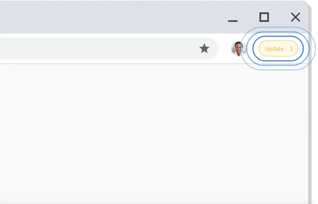 Top-right corner of Chrome browser window highlighting the Update prompt.