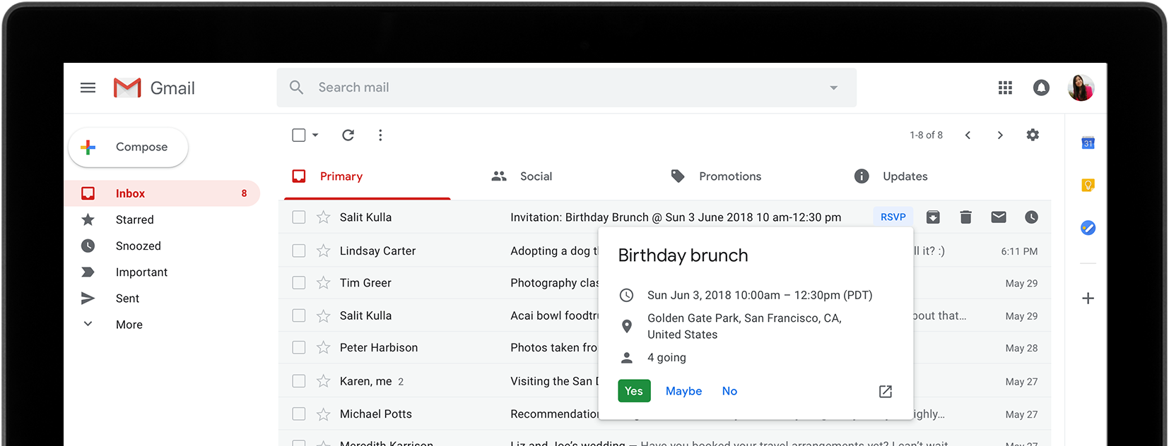 Take action right from the inbox