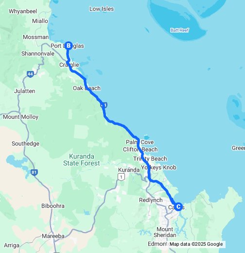 Cairns to Port Douglas Google My Maps