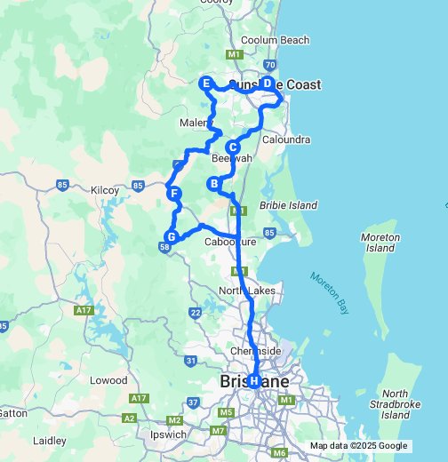 Brisbane to Sunshine Coast Hinterland Google My Maps