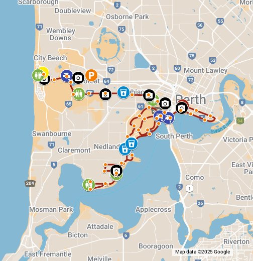 Chevron City to Surf Marathon Course Map Google My Maps